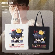 กระเป๋าผ้าใบลายการ์ตูนสุดน่ารักของ T1 Faker Lee Sang-hyeok ซุปเปอร์ฮีโร่การ์ตูนญี่ปุ่น กระเป๋าสะพายไ