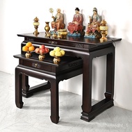 🚢Solid Wood Altar Buddha Table Home New Chinese Style Central Hall Buddha Shrine Altar Living Room Incense Burner Table