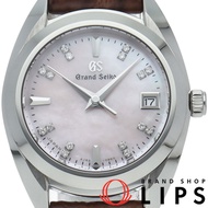 精工 Grand Seiko 女士腕錶，16 顆鑽石，貝殼錶殼，優雅系列 STGF371/4J52-0AC0，含錶盒，不鏽鋼/皮革錶帶，粉紅色錶殼，拋光，成色極佳 [二手]