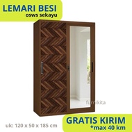 OLYMPIC Lemari Pakaian Baju 2 Pintu Besi Sliding Minimalis OSWS SEKAYU