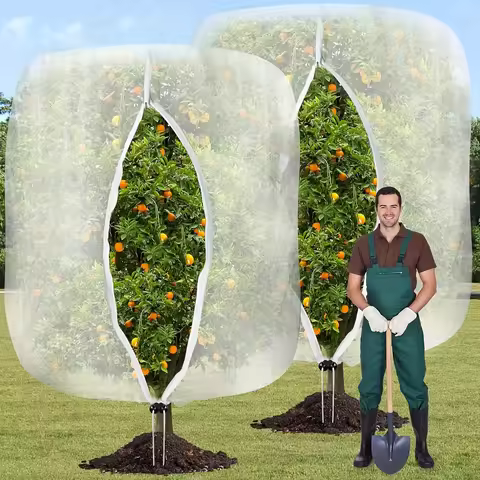 2 horticultural insect proof mesh covers with zipper drawstring, thick and breathable, suitable for 