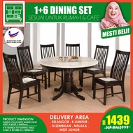 CT4BL-MTB CC777M 1+6 Seater Grade A Marble Top Round Solid Wood Dining Set Kayu High Quality Turkey 