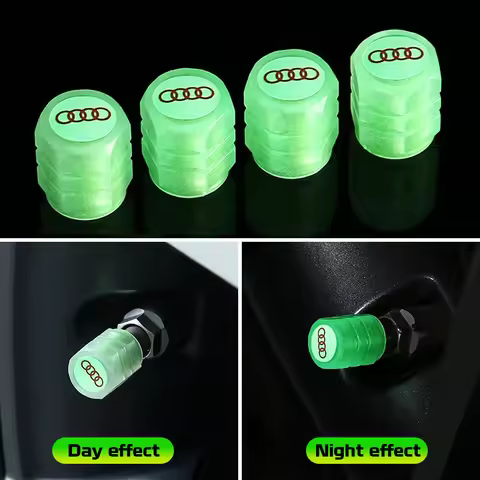 4Pcs Car Luminous Tire Valve Caps Tyre Fluorescent Accessories For Audi A4 A5 A6 A1 A2 A3 Q1 Q8 TT Q