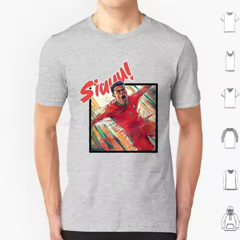 Siuuu! T Shirt Big Size 100% Cotton Goal Celebration Siiii Ronaldo Pose Soccer Legend Iconic Celebra