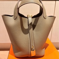 HERMES picotin 菜籃子18 K刻大象灰金釦