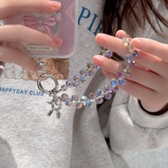 🌟日式雙水晶簡約手機繩系列🌟（送手機鋼化膜）（送順豐智能櫃）日式雙水晶簡約手機繩系列，串珠手機繩，手機鏈適用任何手機殼 MagsafeiPhone15，iPhone15pro，iPhone15plus