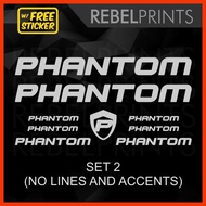∏ ✹ ⚹ PHANTOM Bike Frame Vinyl Sticker Decal for Mountain Bike and Road Bike and Fixie