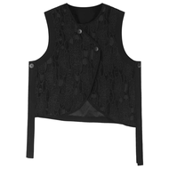 XITAO Irregular Black O-neck Vest Casual Sleeveless Female Top New Autumn Single Breasted Women Fash