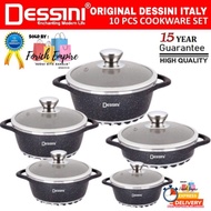 Set Periuk Dessini Italy 10pcs Non Stick Tak Melekit Design Spiral Down Full Set Granite Aluminium