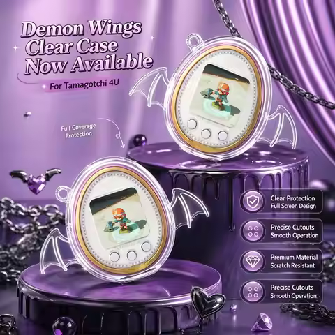 For Tamagotchi 4U Clear Protective Case With Wings PC Hard Cover Skin Anti-drop Shockproof Replaceme