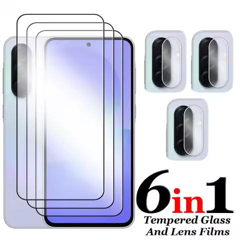 6in1 For Samsung Galaxy A56 5G Glass For Samsung Galaxy A06 A16 A26 A36 A56 Tempered Glass 2.5D Full