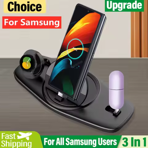 3 In 1 Fast Wireless Charger Stand Pad For Samsung Galaxy S24 S23 Watch 5 4 Active 2/1 Buds Z Fold P