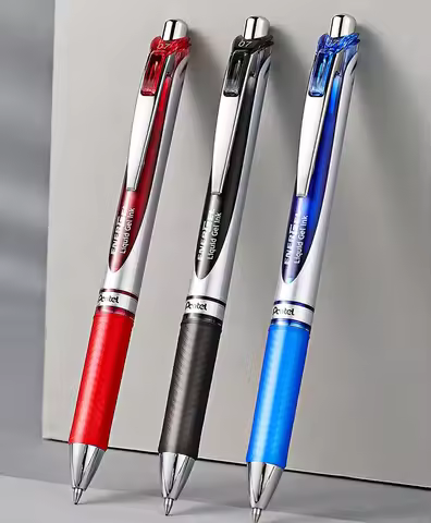 Pentel EnerGel Liquid Gel Ink Pen 0.7mm Medium Line Metal Tip Black Red Blue