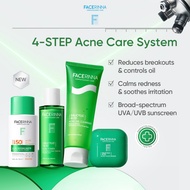 FACERINNA-4pcs ACNE CARE SYSTEM Soothes  Acne-Prone Skin Skincare Cleanser UVA/UVB Defense SPF50+ PA