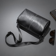 📿 Simple Men's Shoulder Bag Trendy Men New Cyrinder Bag Leather Men's Bag All-Match Street Shoulder Bag Backpack