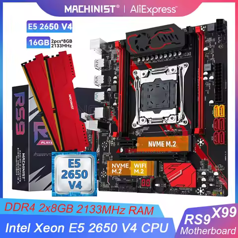 MACHINIST RS9 X99 Motherboard Kit set Intel LGA2011-3 Xeon E5 2650 V4 processor 2x8gb DDR4 RAM Memor