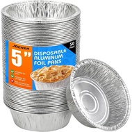 50 Pek Loyang Pai Mini, Loyang Pai 5 inci, Loyang Tart Bulat Aluminium Sekali Pakai, Loyang Aluminiu