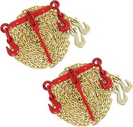 2Pack 1/4" to 5/16" Ratchet Chain Load Binder with 1/4"x12FT G80 Heavy Duty Chain, Chain Binder with