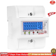 [การจัดส่งแบบ 2 วัน] DIN Rail 3 เฟส 4 พลังงานเมตรเมตร LCD แบ็คไลท์การใช้พลังงานการตรวจสอบการใช้งาน K