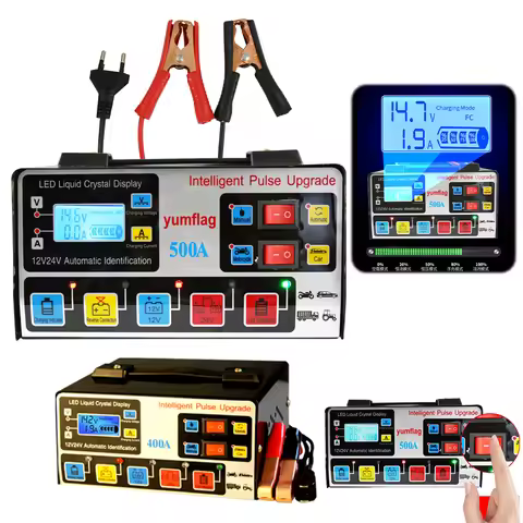 500A Car Battery Charger LCD Display Smart Charger Car and Motorcycle Battery Charging Unit for Lead