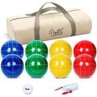 100mm Bocce Ball Set Regular Size and Weight with 8 Resin Bochie Balls, Pallino, Carrying Bag