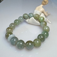 F51 冰種老油青 12.5mm 三彩 漸變色老料翡翠 手串 緬甸玉 手珠