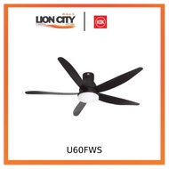 KDK U60FWS Black/White 150cm Ceiling Fan w/ Remote Control