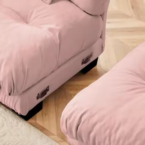 Modular U Shaped Sofa Couch 2 Ottomans Chenille Pink Living Room
