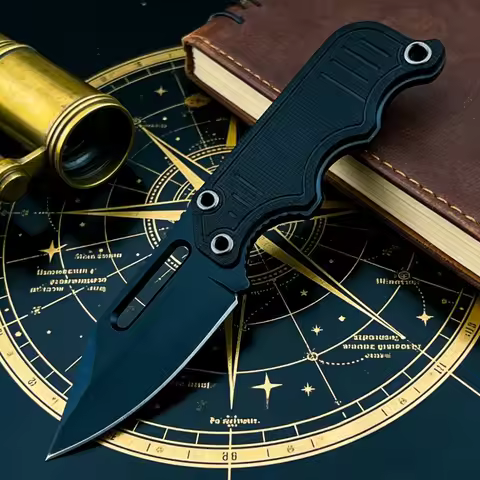 Folding Knife with Sheath—5Cr15MoV Steel Blade, Everyday Outdoor Survival Knife, Adventure, Cutting,