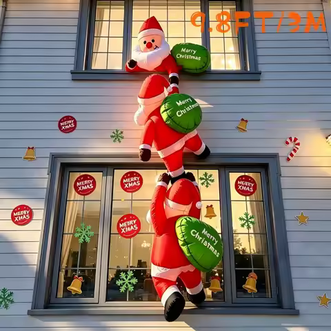 Inflatable Toys Three Climbing Santa Claus Inflatable Figures Christmas Window Hanging Inflatable Sa