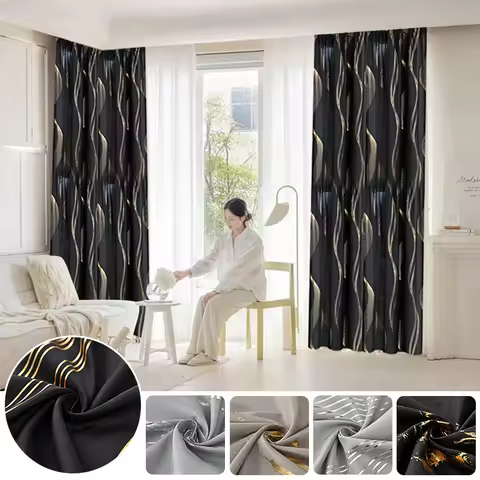 Printed Curtains 1 PC Luxury Marble Pattern Curtain With Gold Foil Precision Drilling For Home Decor