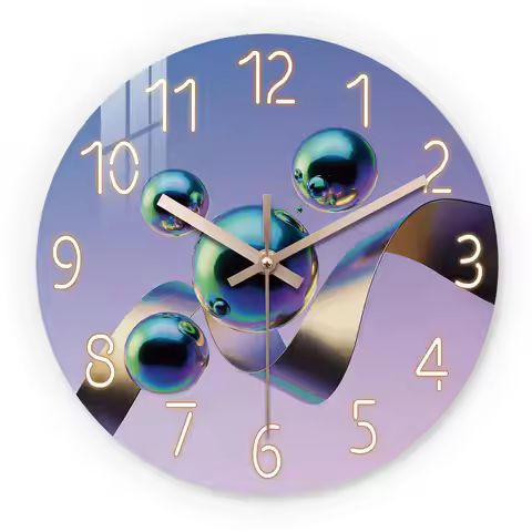 Purple-Blue Gradient Dreamy Abstract Wooden Wall Clock, 10-24inch Silent Wall Clocks, Aa Battery Pow