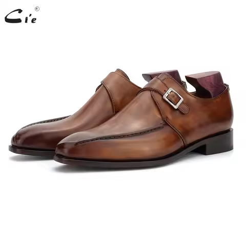 cie Blake Men Office Dress Shoes Formal Leather Elegant Social Business Leather Sole Monk Straps Dar