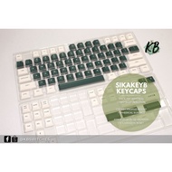 Sikakeyb PBT Spherical Thick Doubleshot Keycaps Compatible with 61 64 68 84 keys Green/White/Gray
