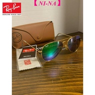 RayBan aviator Rb3025 112/19 55 Mm gold frame matte sunglasses/Green mirror lens