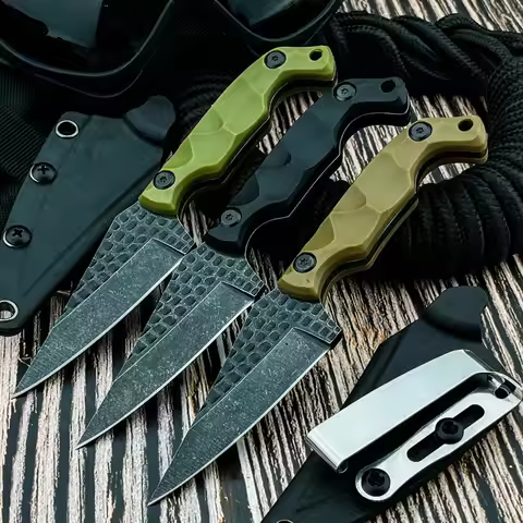 High-hardness Straight Knife 8Cr13Mov Steel Blade Multi-functional Carving Knife Outdoor Camping Hik