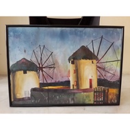 (FREE SHIPPING without voucher) A2 size watercolor drawing wind wheel with photo frame wall hanging