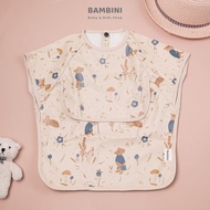 Bambini - Short Sleeve Smock Baby Bibs | Waterproof Bibs | Baby feeding apron | Baby Bibs | Travel B