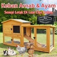 Outdoor Rabbit Cage Sangkar Arnab Solid Wood Bunny Chicken Duckling Coops Reban Ayam Kayu Kandang Be