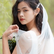 珍珠小花蕾絲頭紗 輕婚紗首選