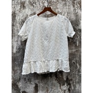 short sleeve round neck lace shirt frs T4097