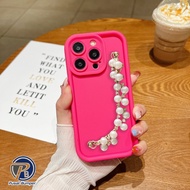 GC95 CASE CASING SILICON MATTE ROSE FUSCHIA PEARL CHAIN GRIP - CASING hp COMPATIBLE FOR REALME C61 C