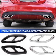 LOOKSHOW 2Pcs Car Exhaust Tip Muffler Pipe Cover 4 Outlet Tail Pipe Rear Diffuser Cover For Mercedes
