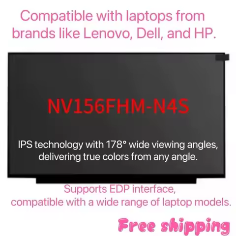 15.6" Ips Fhd 1920X1080 Lcd Screen Nv156Fhm-N4S, Edp 30Pin, for Laptop Replacement
