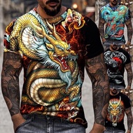 2024 New Dragon 3d Printing Men's T-shirt Street Hip-hop Funny Fashion Cool T-shirt Top 2XS-6XL