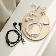 1pc Black/White Type-C Semi-In-Ear Wired Headphones, Earplug Headphones, Built-In Microphone, High-D