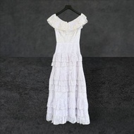 正白色 蕾絲 織網 手工訂製 亮片 層次 古董 禮服 洋裝 PF421