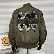 🈵倆件88折》Stussy x CDG jacket 斯圖西聯名款 MA1 後背字母印花長袖夾克男女同款棉服