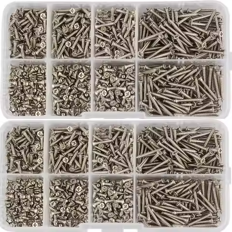 800pcs M2 Self Tapping Screws Carbon steel nickel plated Ultrathin Cross Phillips Ultra Thin Flat He
