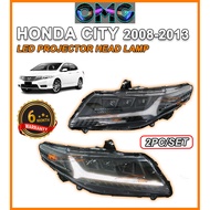 Honda City GM2 GM3 2008-2013 Triple LED Projector Dynamic Led Headlamp Lampu Depan Headlight With Si